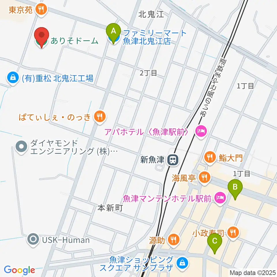 ありそドーム周辺のコンビニエンスストア一覧地図