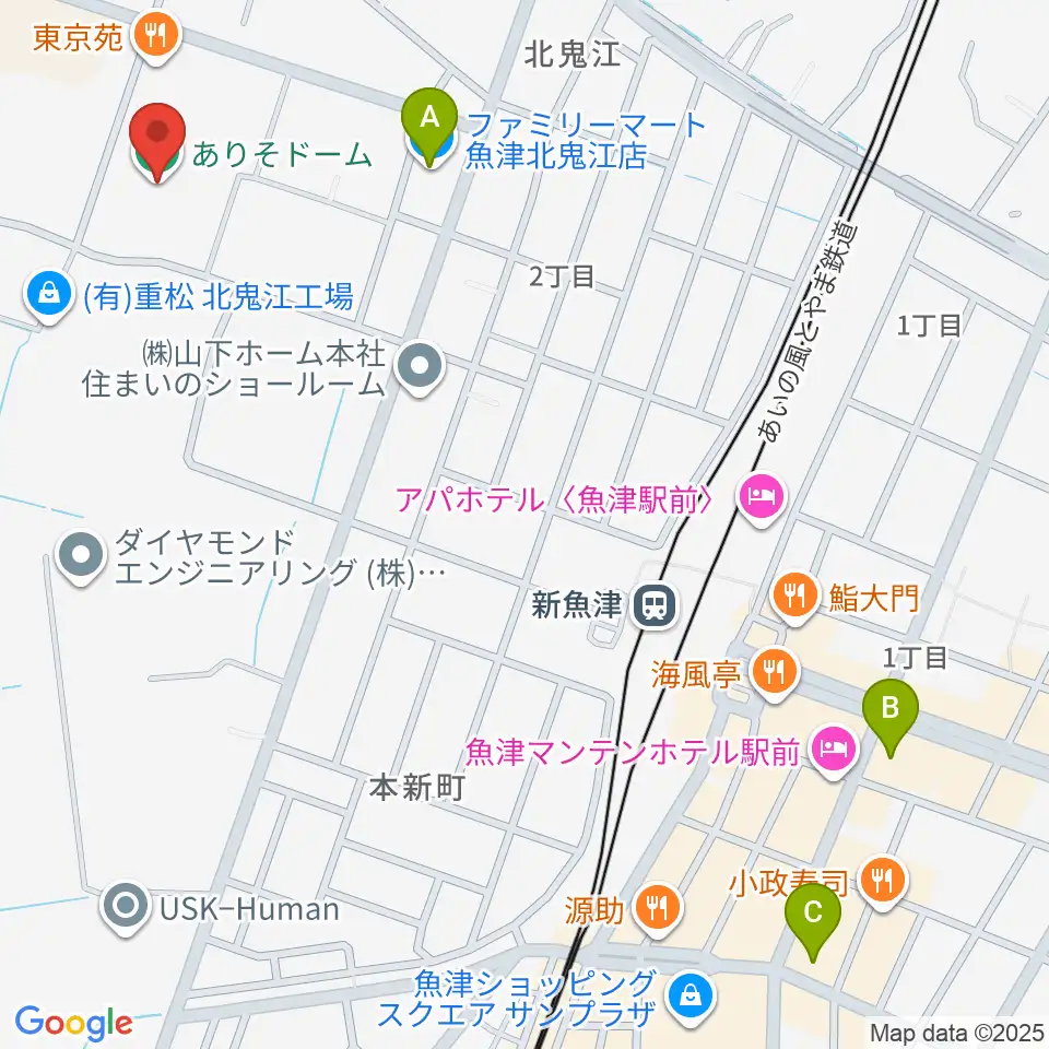 ありそドーム周辺のコンビニエンスストア一覧地図