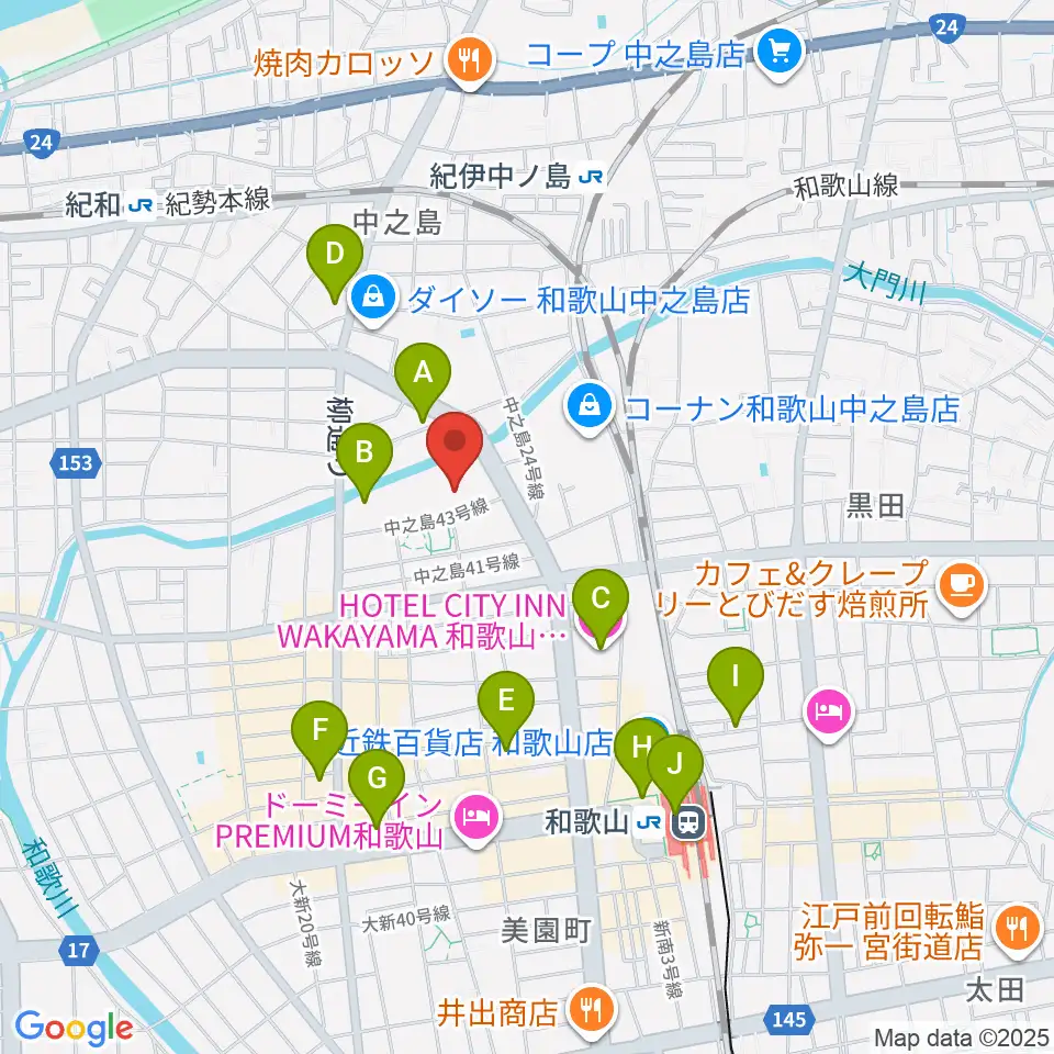 和歌山県立体育館周辺のコンビニエンスストア一覧地図