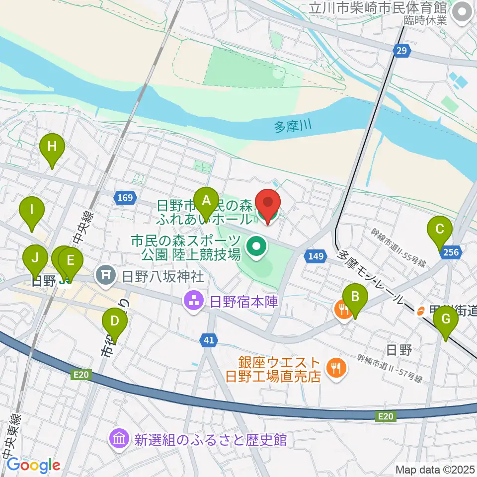 日野市市民の森ふれあいホール周辺のコンビニエンスストア一覧地図