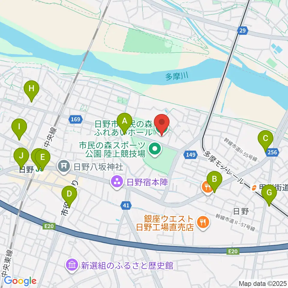 日野市市民の森ふれあいホール周辺のコンビニエンスストア一覧地図