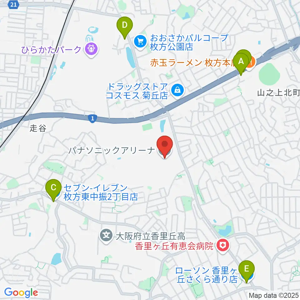 パナソニックアリーナ周辺のコンビニエンスストア一覧地図