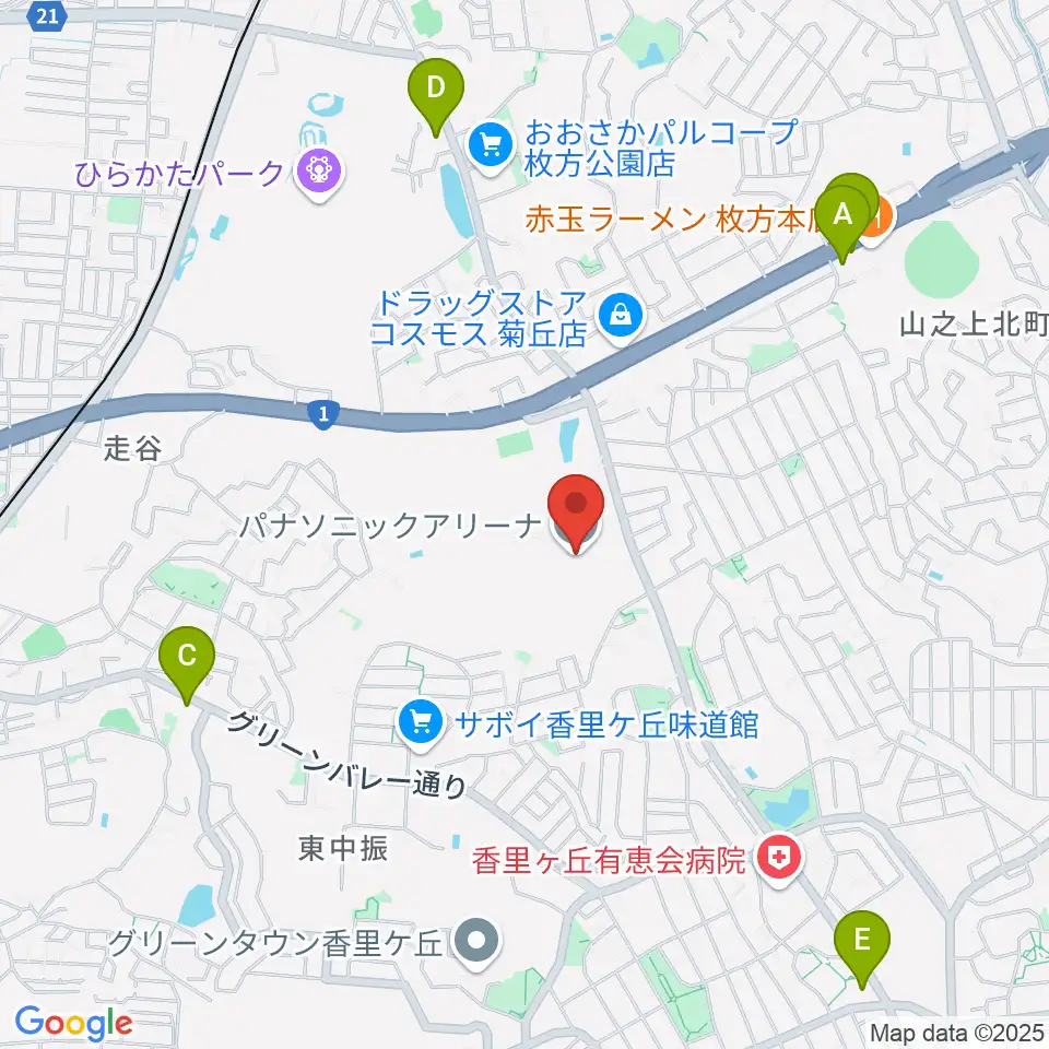 パナソニックアリーナ周辺のコンビニエンスストア一覧地図