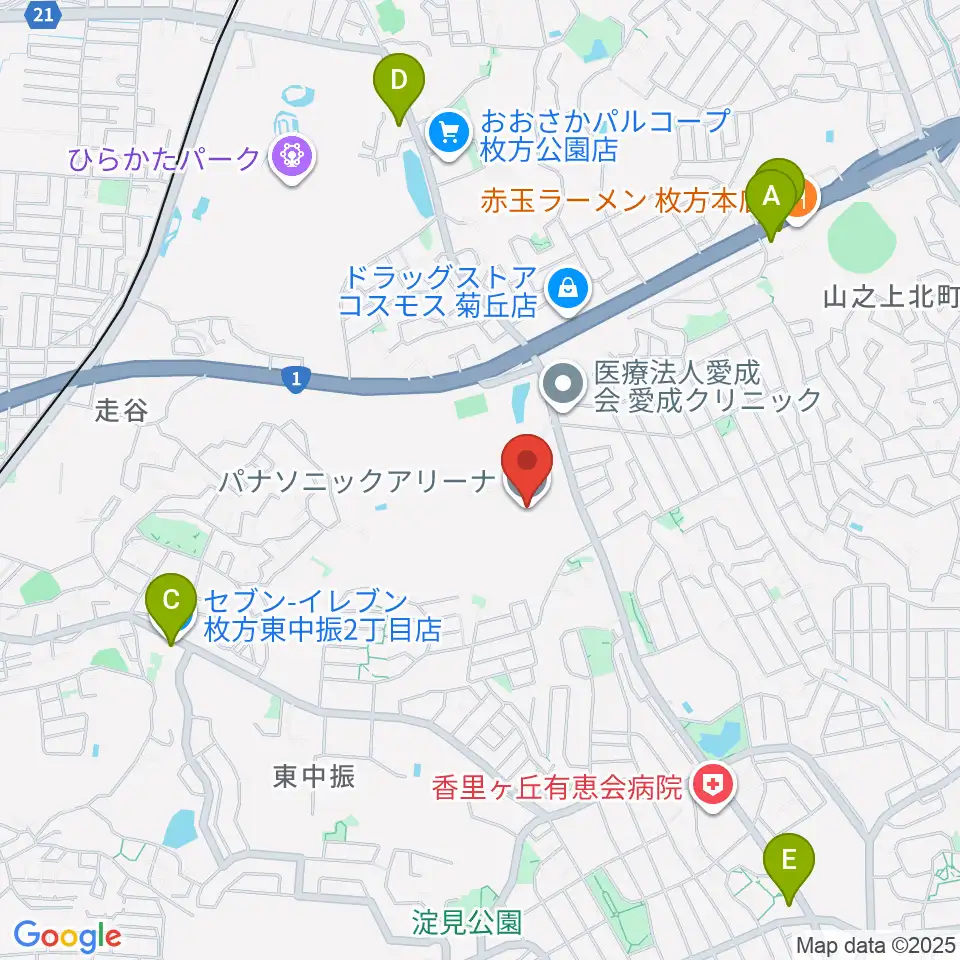 パナソニックアリーナ周辺のコンビニエンスストア一覧地図