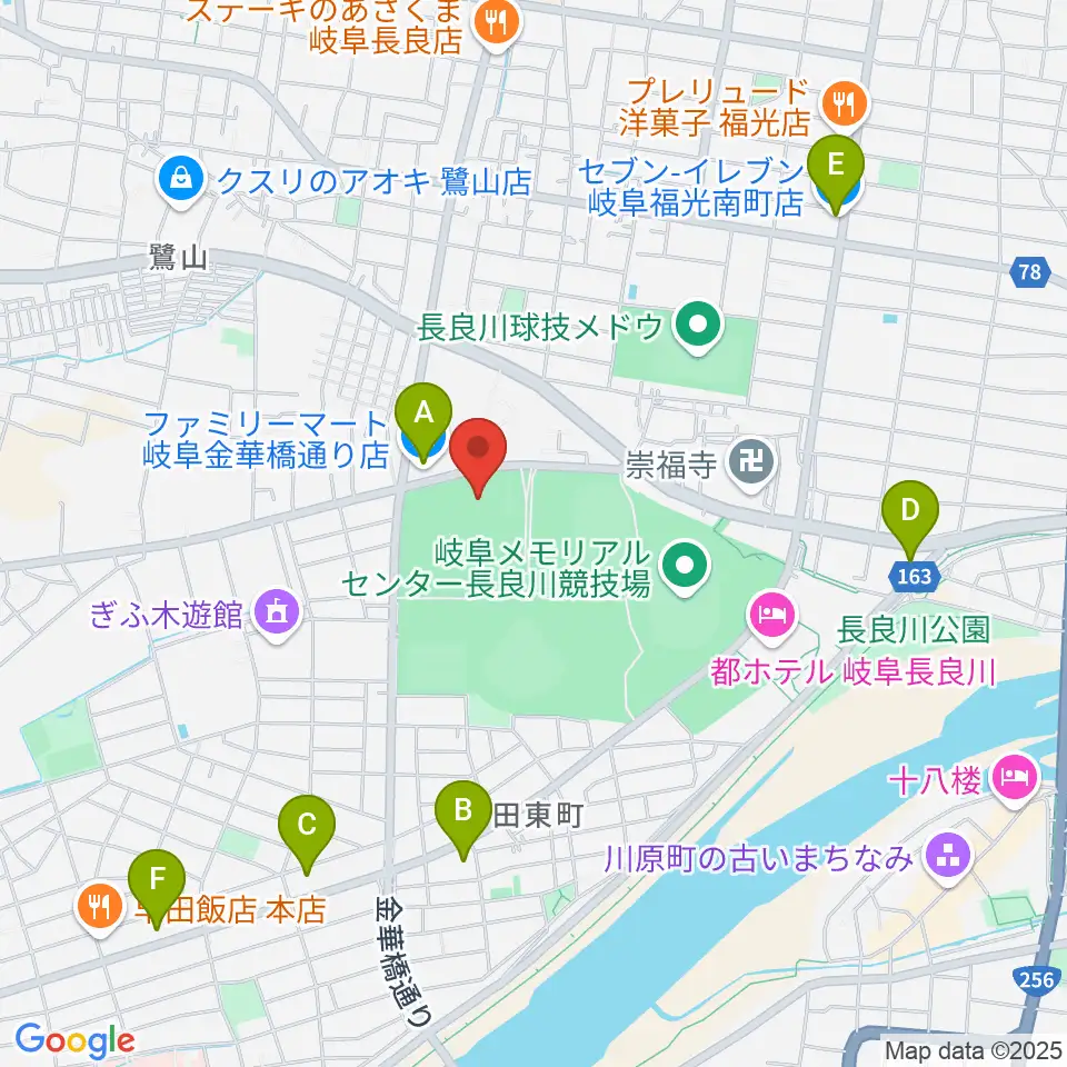 岐阜メモリアルセンターふれ愛ドーム周辺のコンビニエンスストア一覧地図
