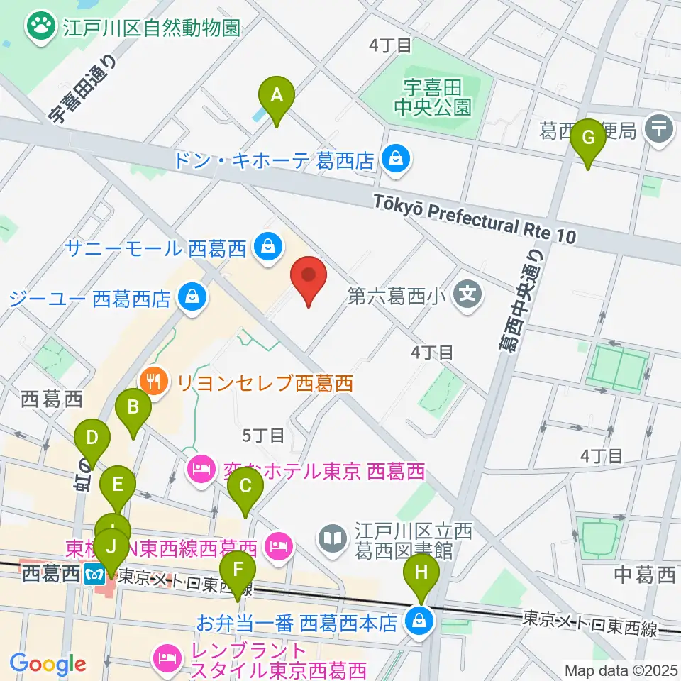 江戸川区スポーツセンター周辺のコンビニエンスストア一覧地図