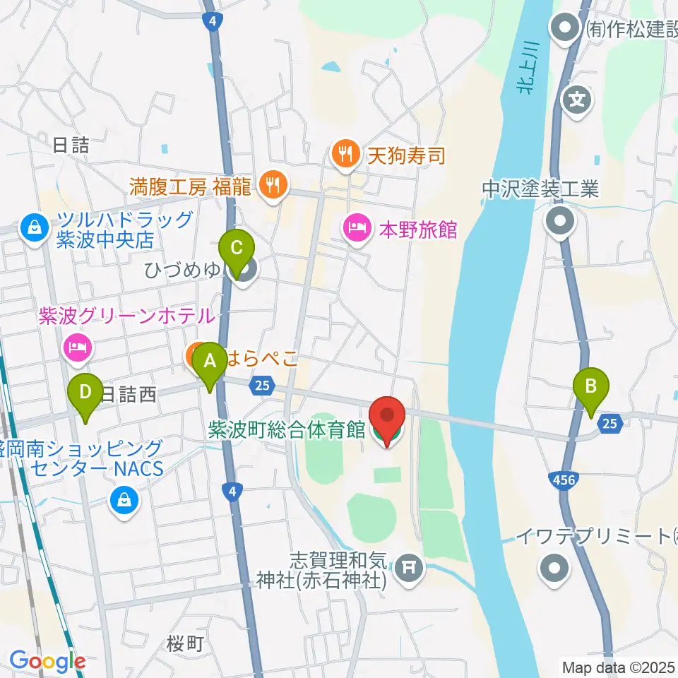 紫波町総合体育館周辺のコンビニエンスストア一覧地図