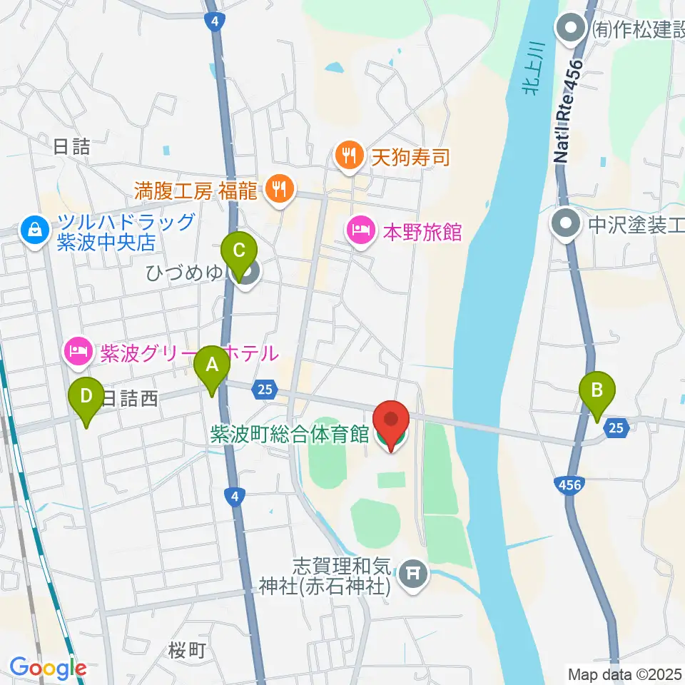 紫波町総合体育館周辺のコンビニエンスストア一覧地図