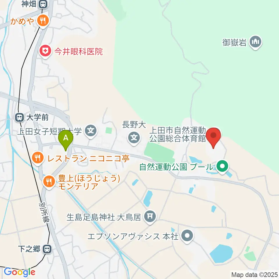 上田市自然運動公園総合体育館周辺のコンビニエンスストア一覧地図
