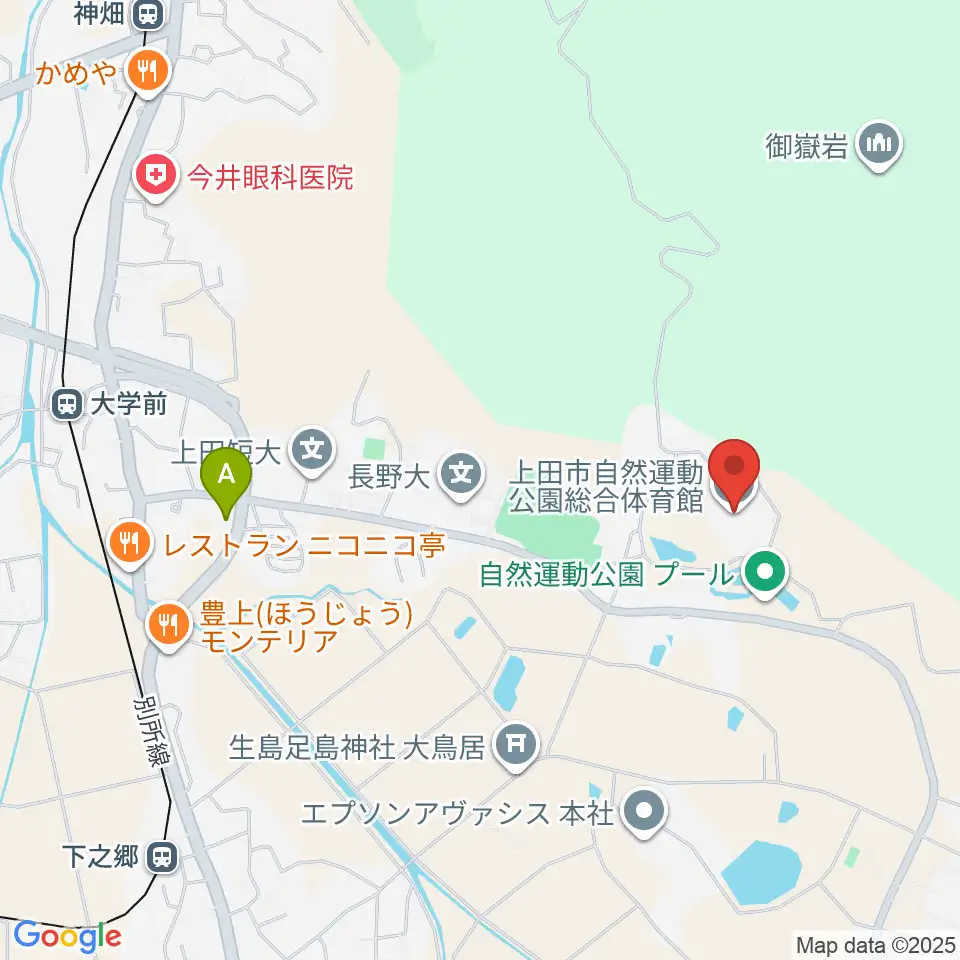 上田市自然運動公園総合体育館周辺のコンビニエンスストア一覧地図