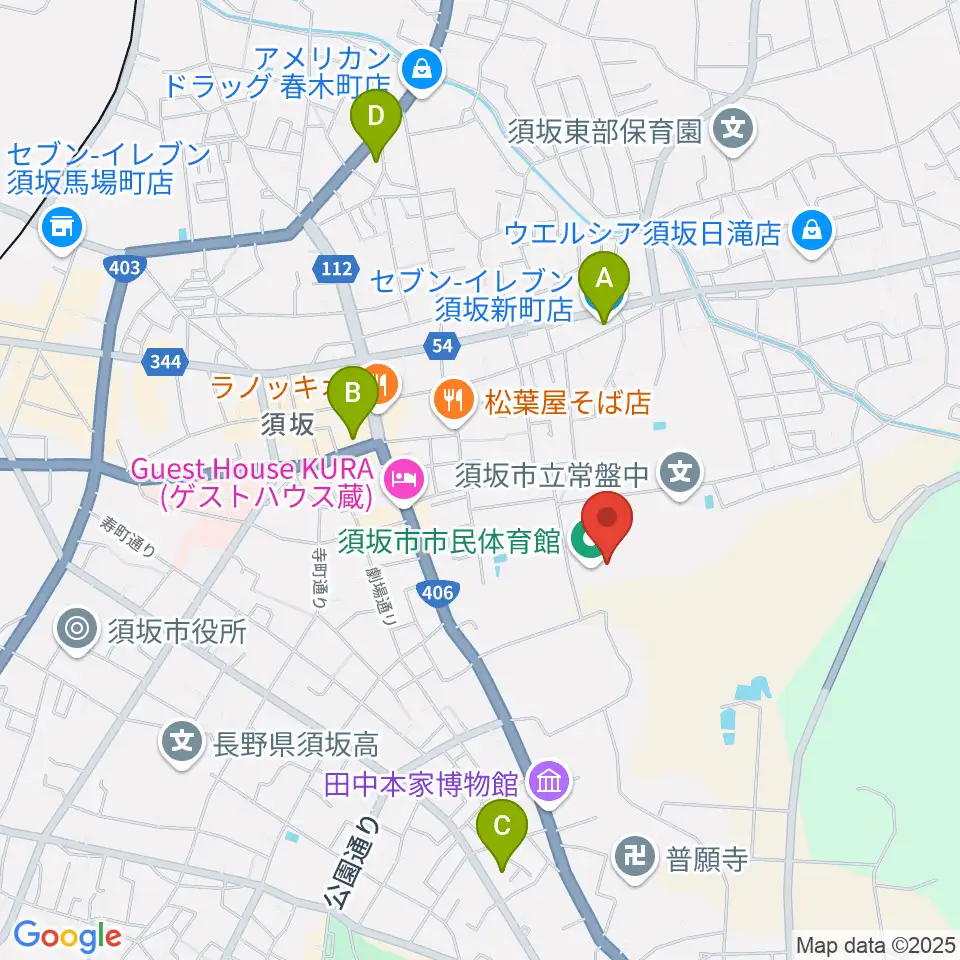 須坂市市民体育館周辺のコンビニエンスストア一覧地図