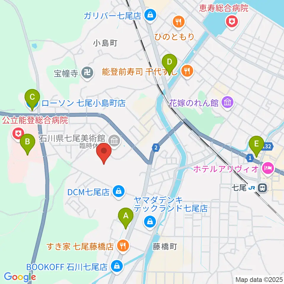 七尾総合市民体育館周辺のコンビニエンスストア一覧地図