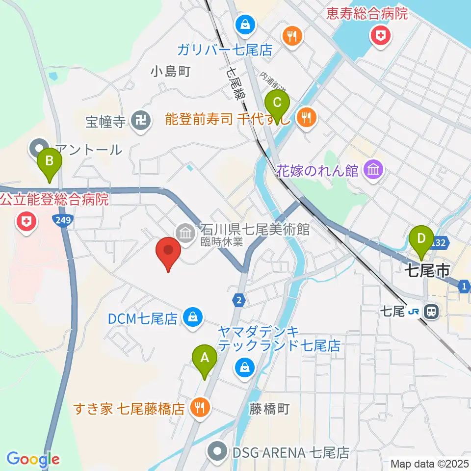 七尾総合市民体育館周辺のコンビニエンスストア一覧地図