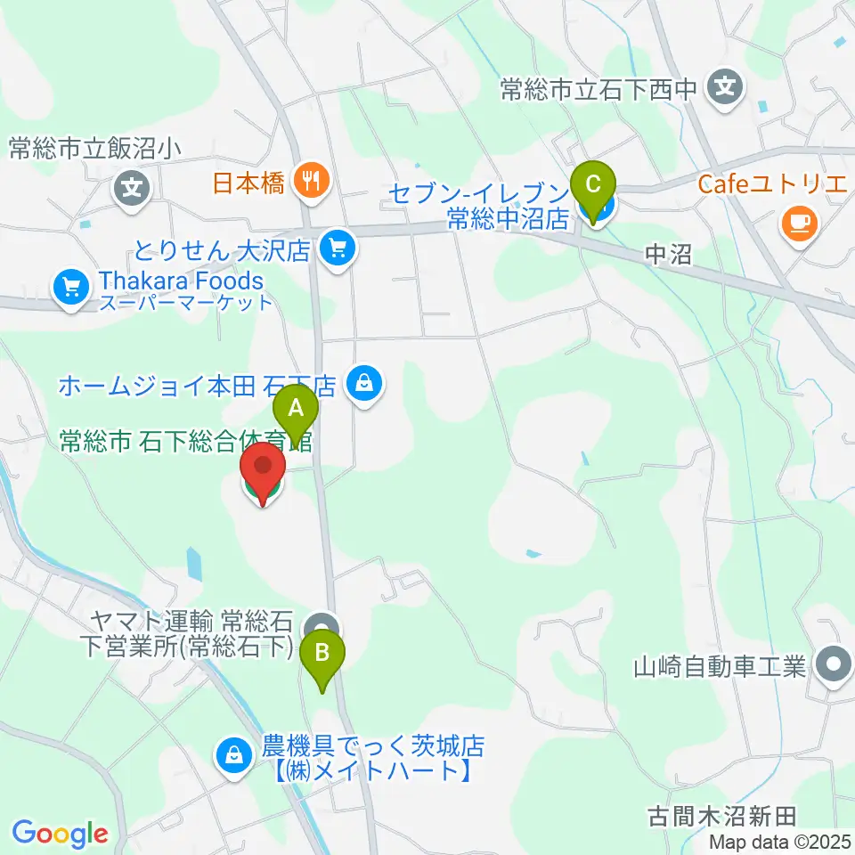 常総市石下総合体育館周辺のコンビニエンスストア一覧地図