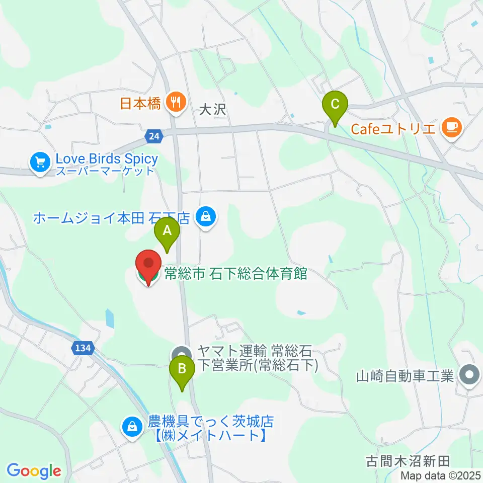 常総市石下総合体育館周辺のコンビニエンスストア一覧地図