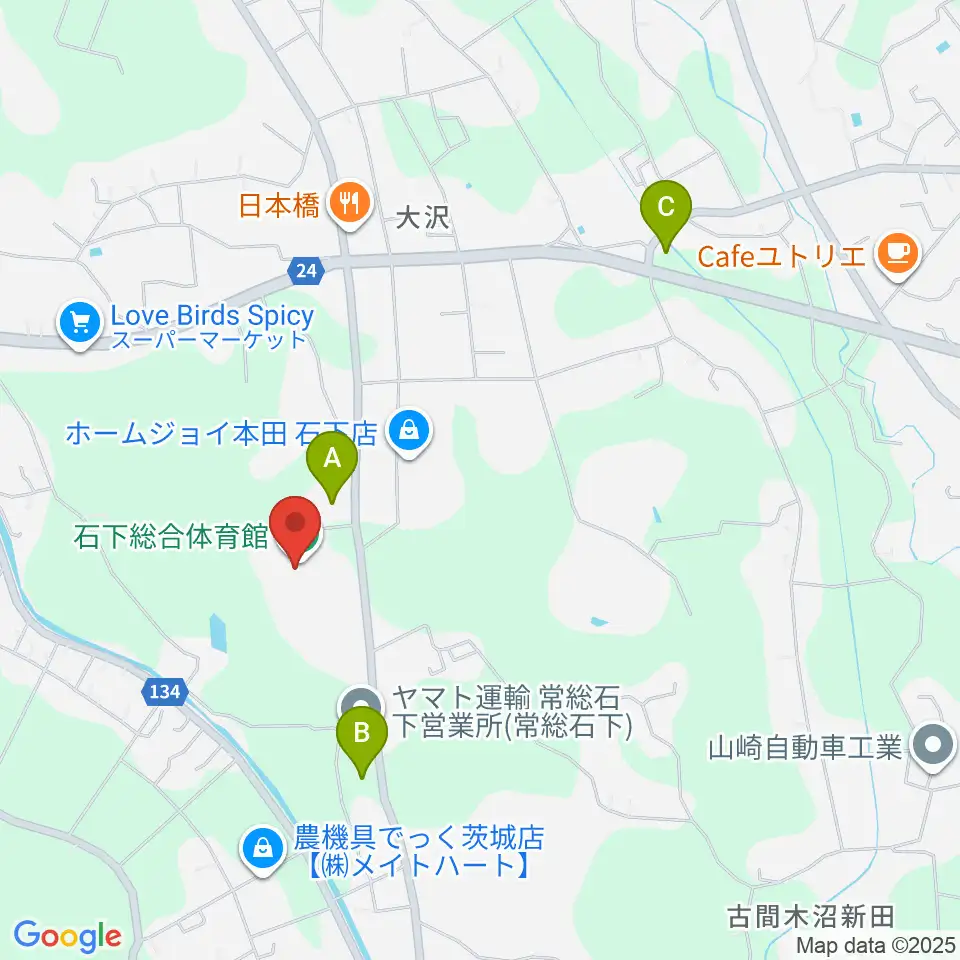 常総市石下総合体育館周辺のコンビニエンスストア一覧地図