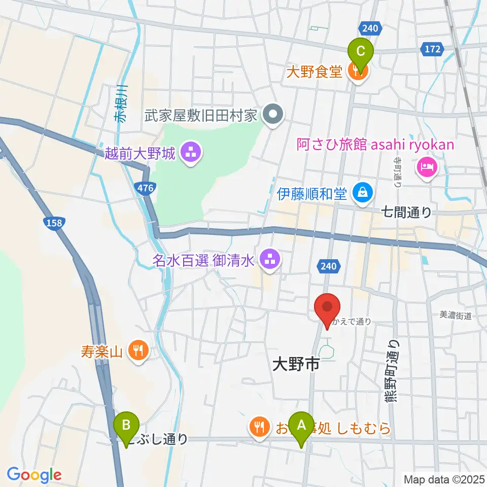 大野市歴史博物館周辺のコンビニエンスストア一覧地図