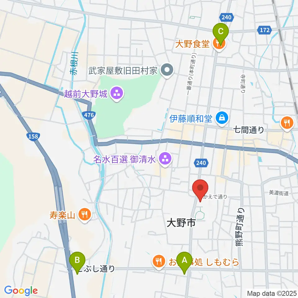 大野市歴史博物館周辺のコンビニエンスストア一覧地図