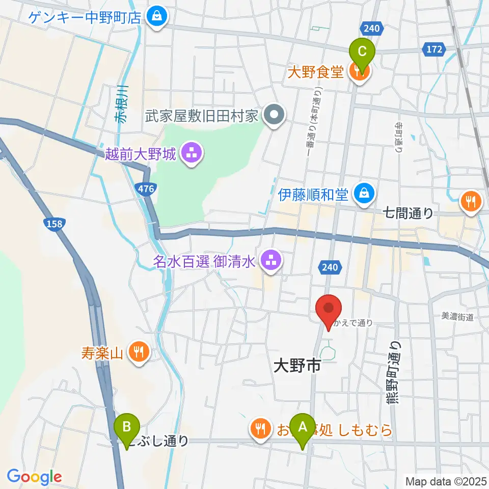大野市歴史博物館周辺のコンビニエンスストア一覧地図