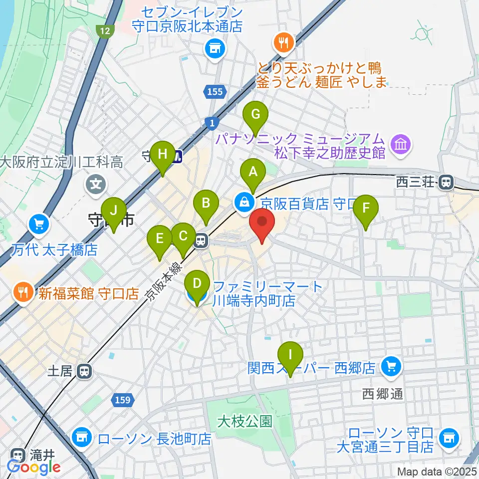 守口市民体育館周辺のコンビニエンスストア一覧地図