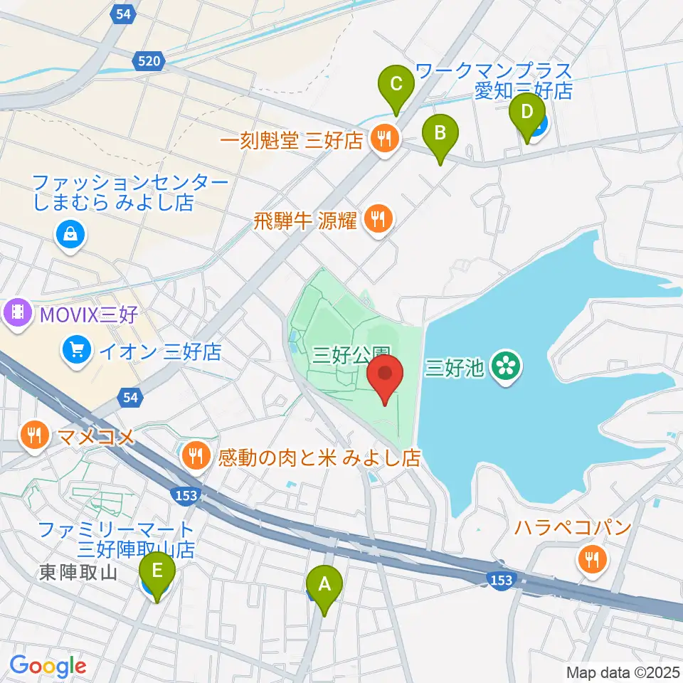 三好公園総合体育館周辺のコンビニエンスストア一覧地図