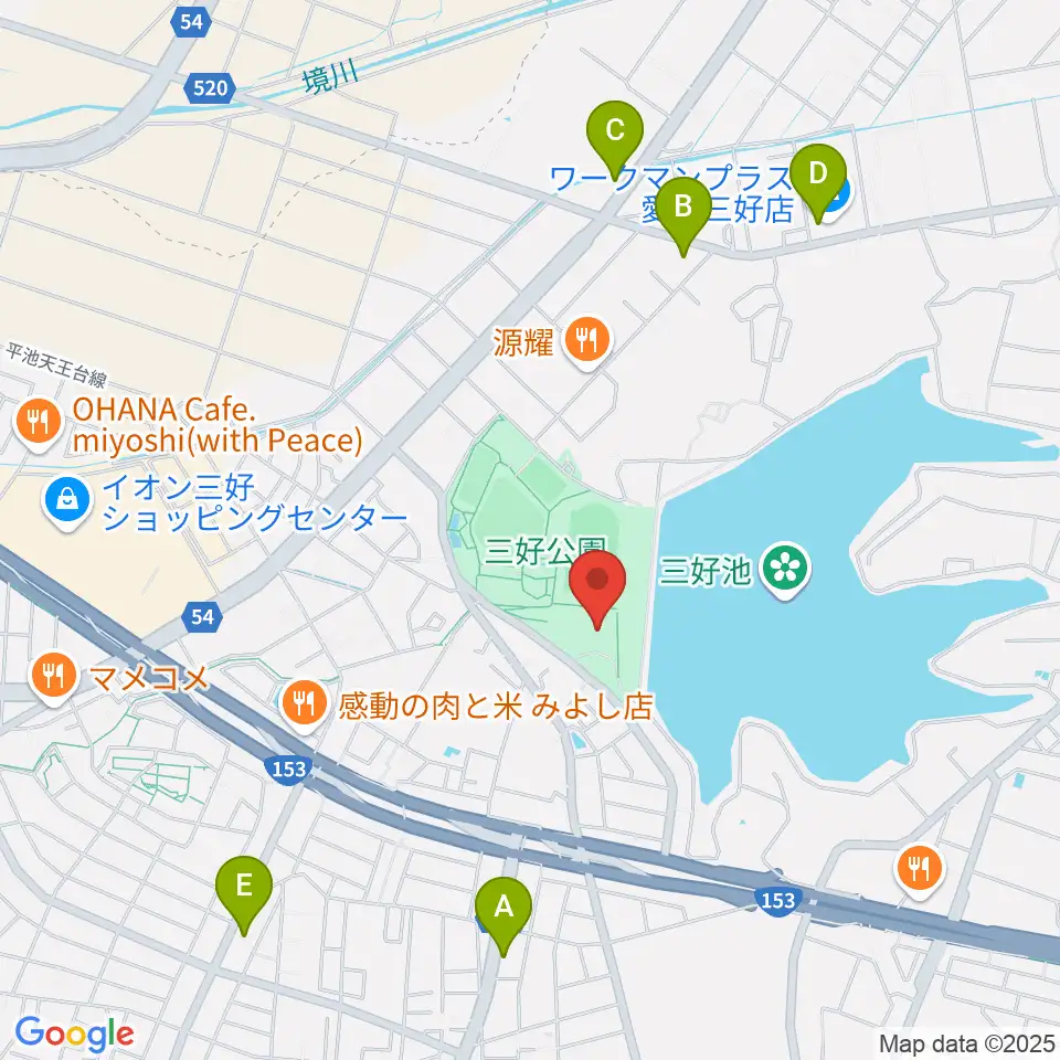 三好公園総合体育館周辺のコンビニエンスストア一覧地図