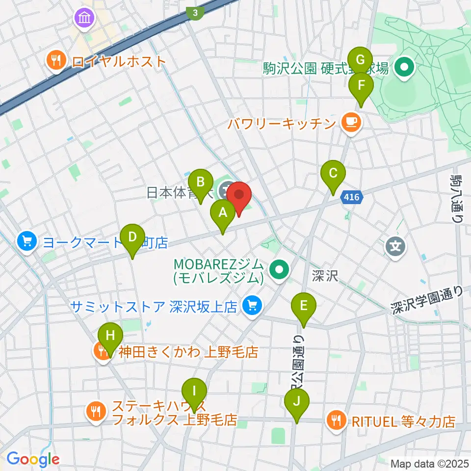 日本体育大学世田谷キャンパス メインアリーナ周辺のコンビニエンスストア一覧地図