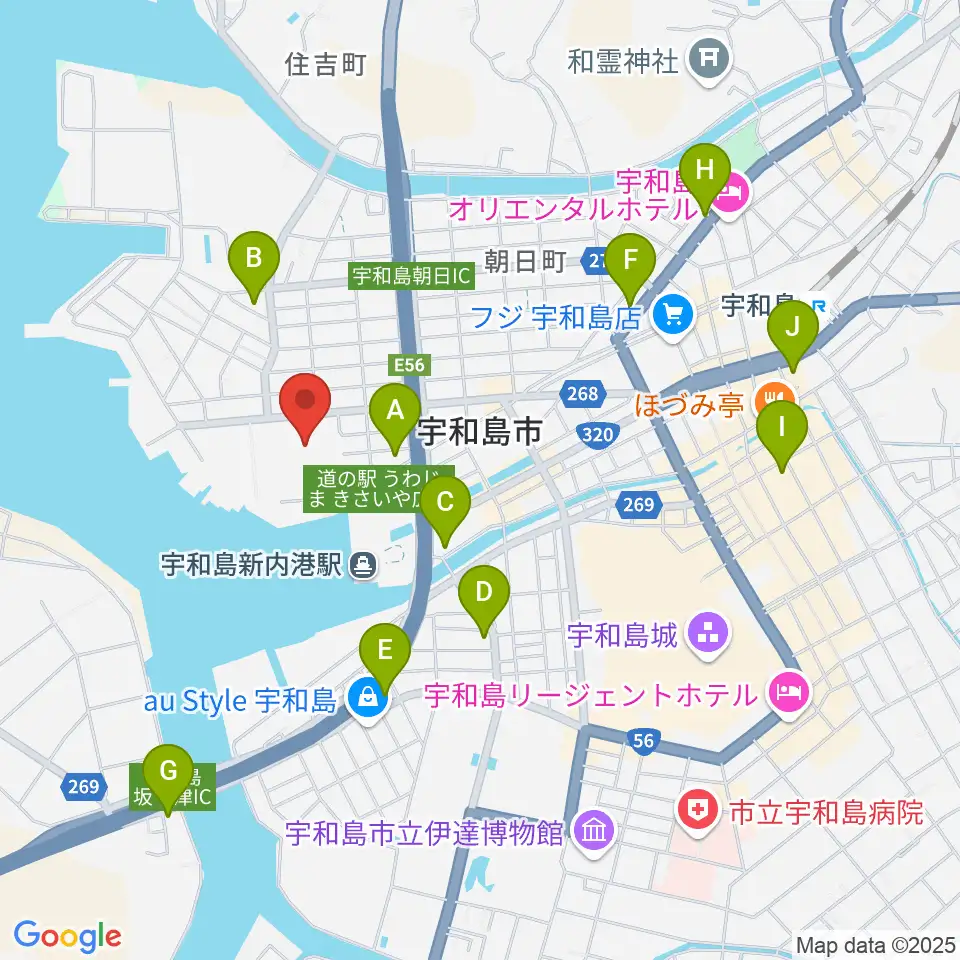 宇和島市総合体育館周辺のコンビニエンスストア一覧地図