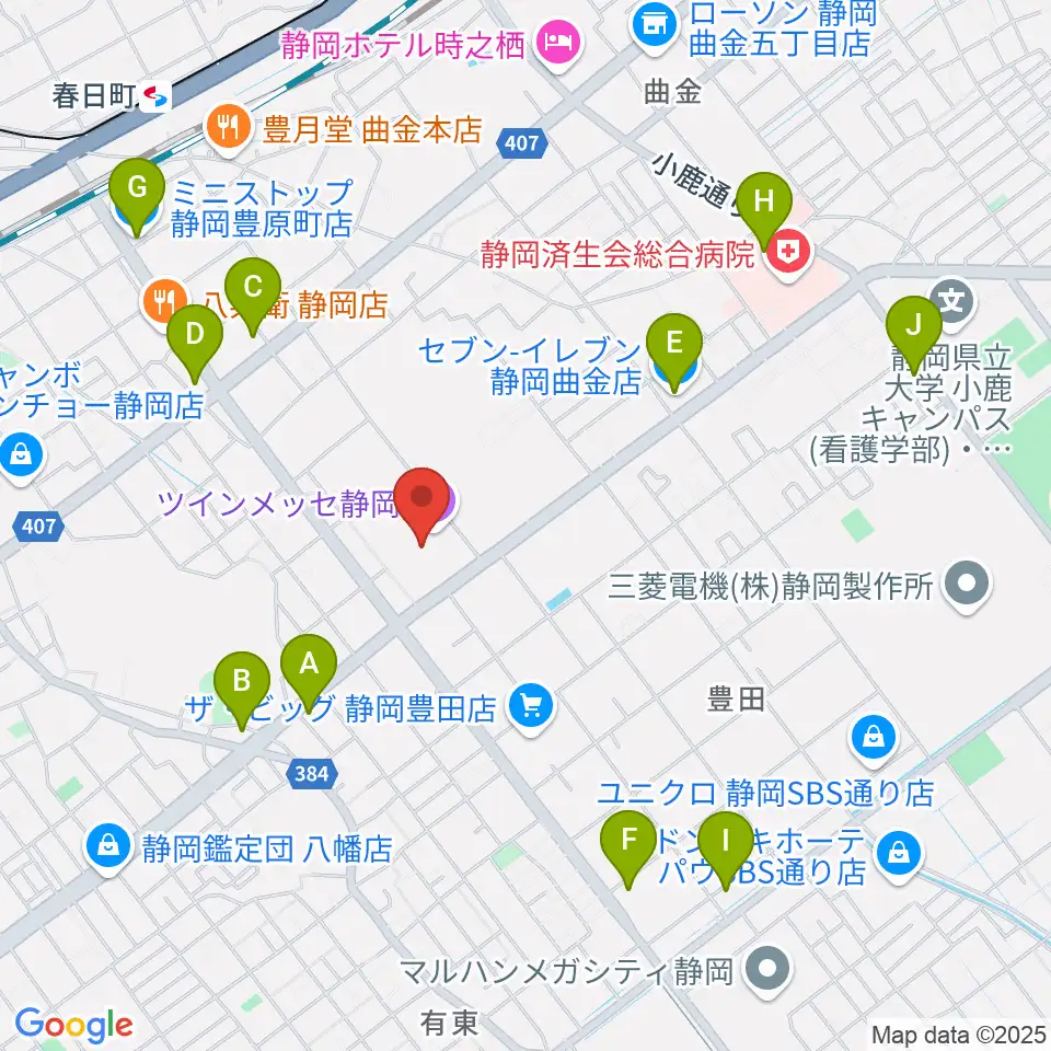 ツインメッセ静岡周辺のコンビニエンスストア一覧地図