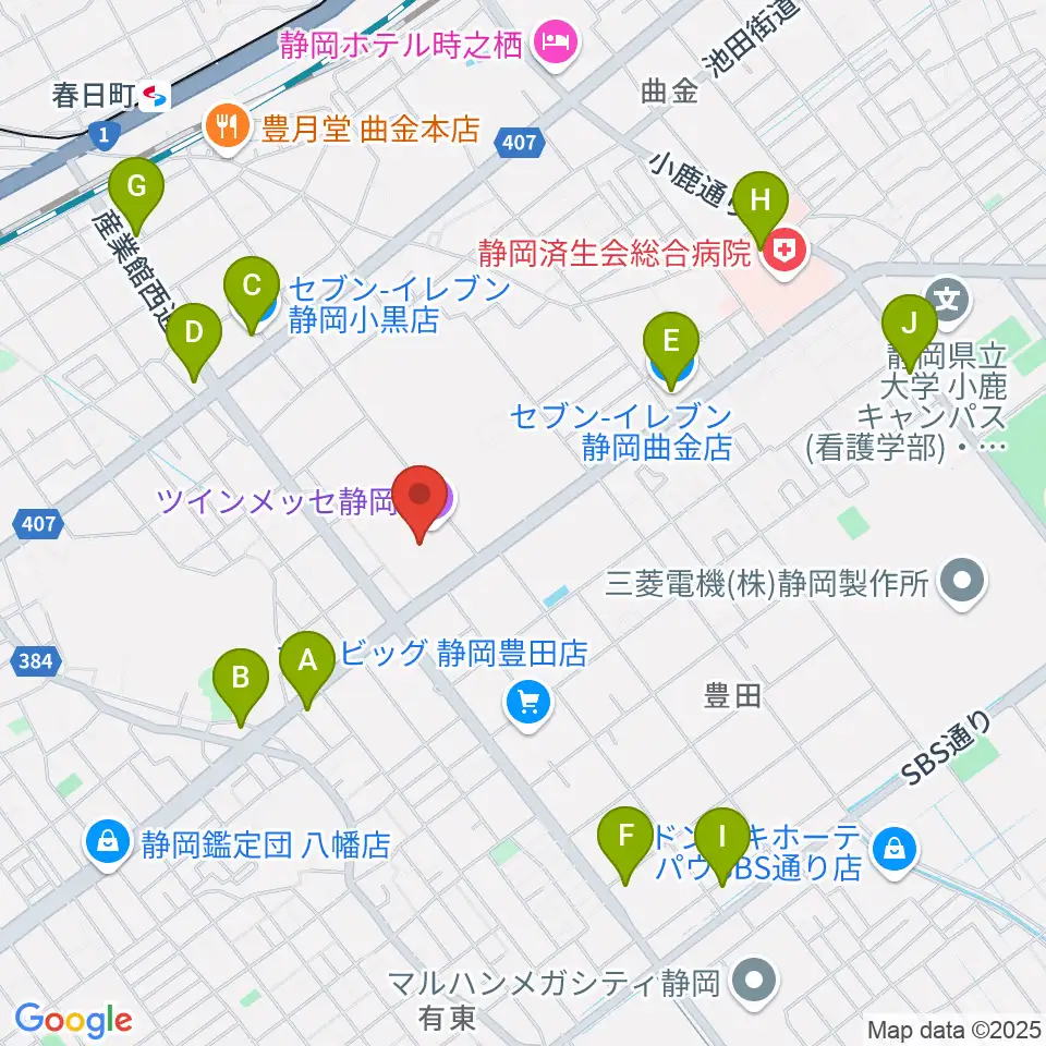 ツインメッセ静岡周辺のコンビニエンスストア一覧地図
