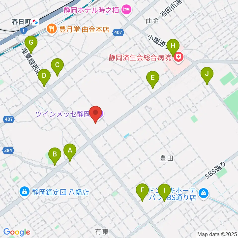 ツインメッセ静岡周辺のコンビニエンスストア一覧地図