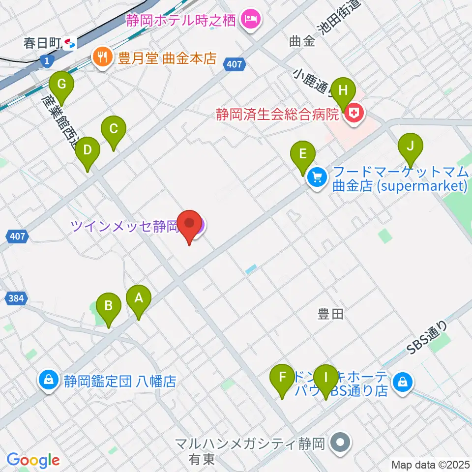 ツインメッセ静岡周辺のコンビニエンスストア一覧地図