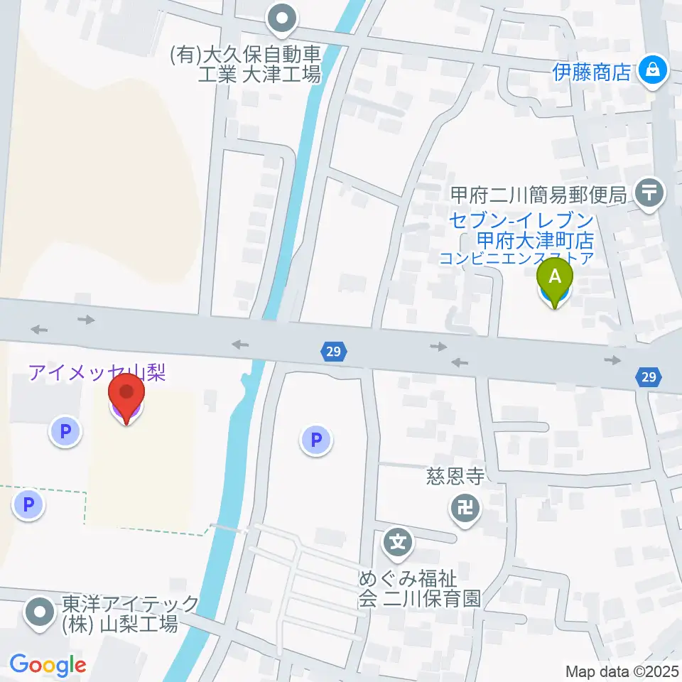アイメッセ山梨周辺のコンビニエンスストア一覧地図