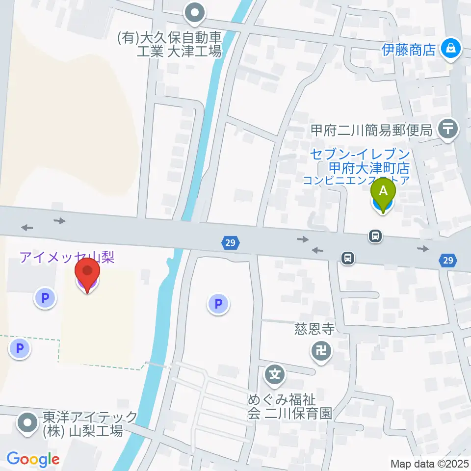 アイメッセ山梨周辺のコンビニエンスストア一覧地図