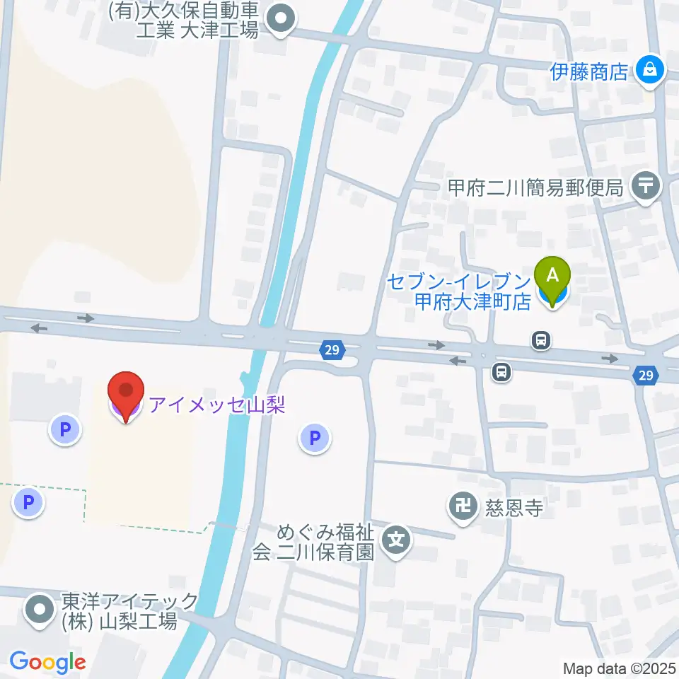 アイメッセ山梨周辺のコンビニエンスストア一覧地図