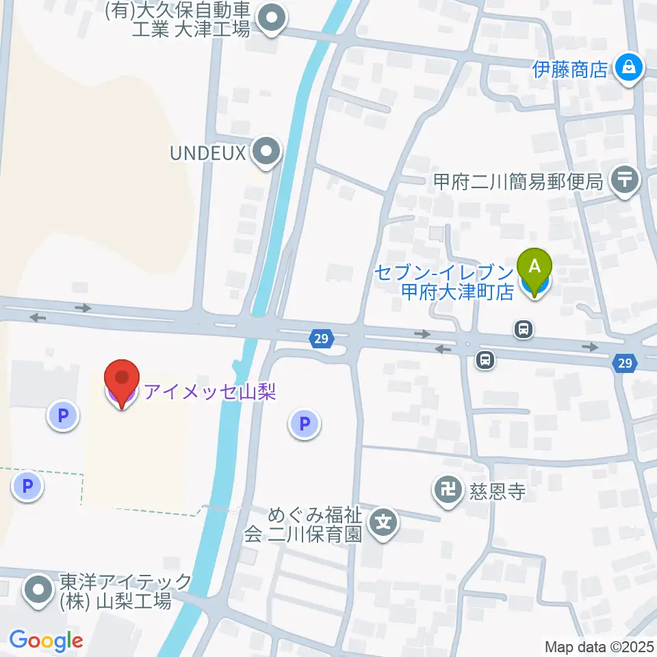 アイメッセ山梨周辺のコンビニエンスストア一覧地図