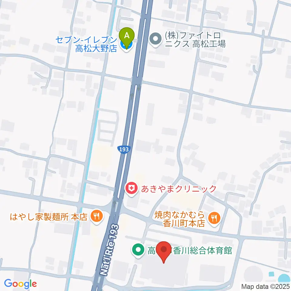 高松市香川総合体育館周辺のコンビニエンスストア一覧地図