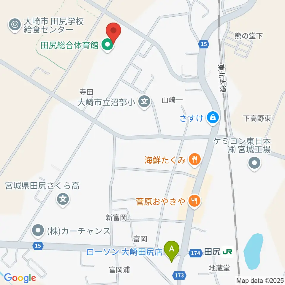 田尻総合体育館周辺のコンビニエンスストア一覧地図