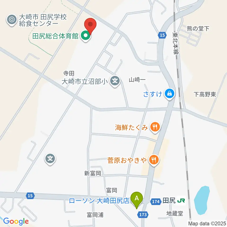 田尻総合体育館周辺のコンビニエンスストア一覧地図