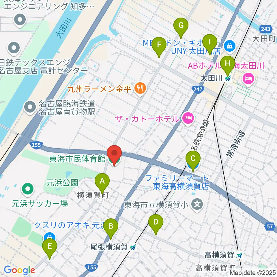 東海市民体育館周辺のコンビニエンスストア一覧地図