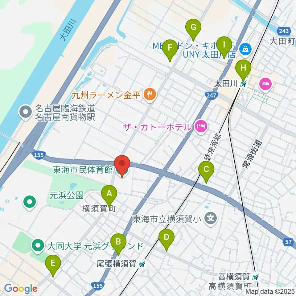 東海市民体育館周辺のコンビニエンスストア一覧地図