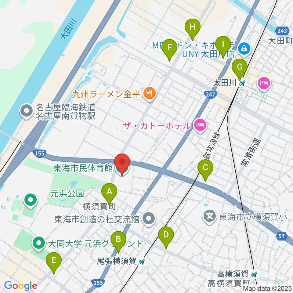 東海市民体育館周辺のコンビニエンスストア一覧地図