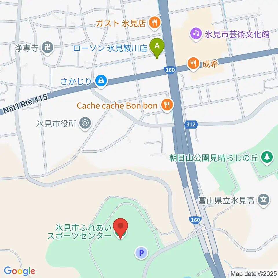 氷見市ふれあいスポーツセンター周辺のコンビニエンスストア一覧地図