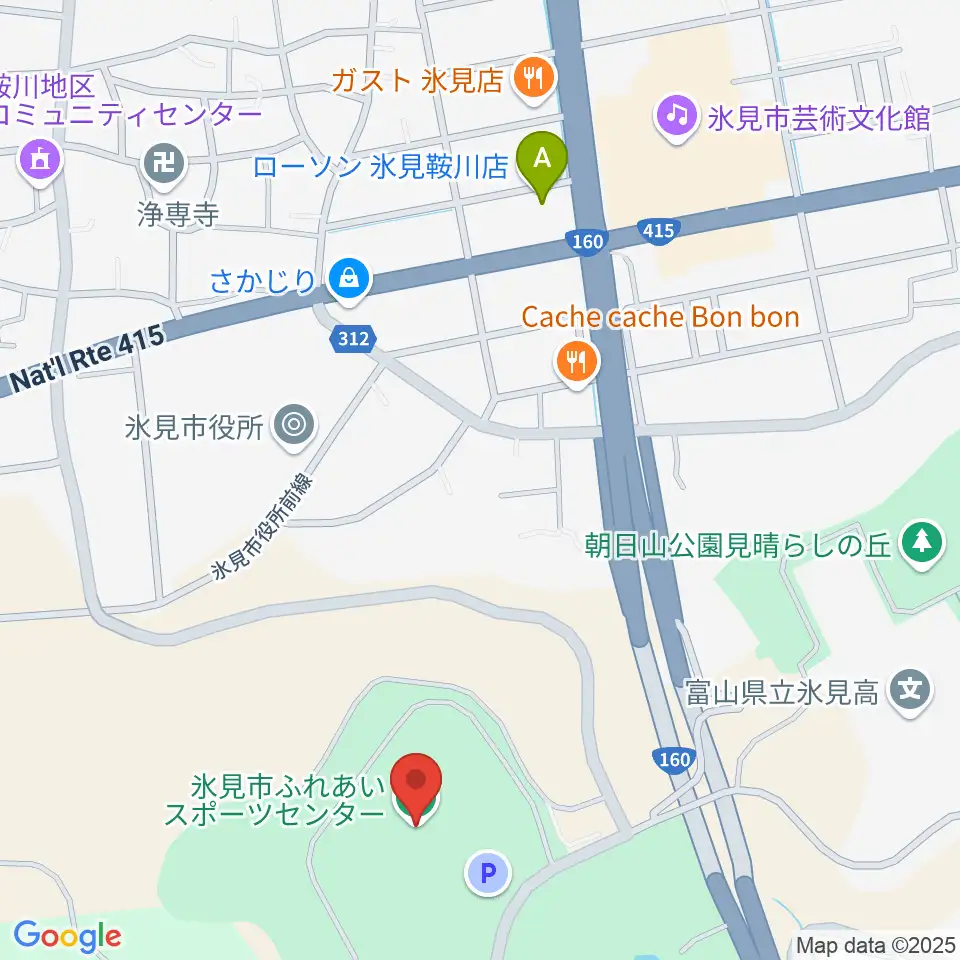 氷見市ふれあいスポーツセンター周辺のコンビニエンスストア一覧地図