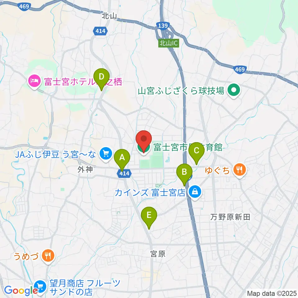 富士宮市民体育館周辺のコンビニエンスストア一覧地図