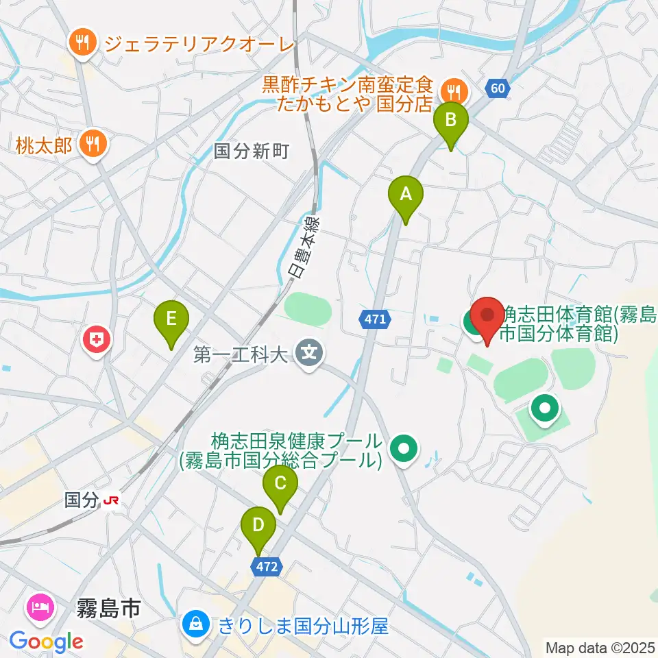 桷志田体育館周辺のコンビニエンスストア一覧地図