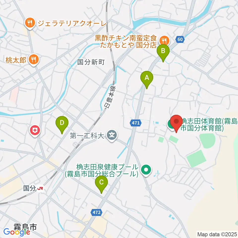 桷志田体育館周辺のコンビニエンスストア一覧地図