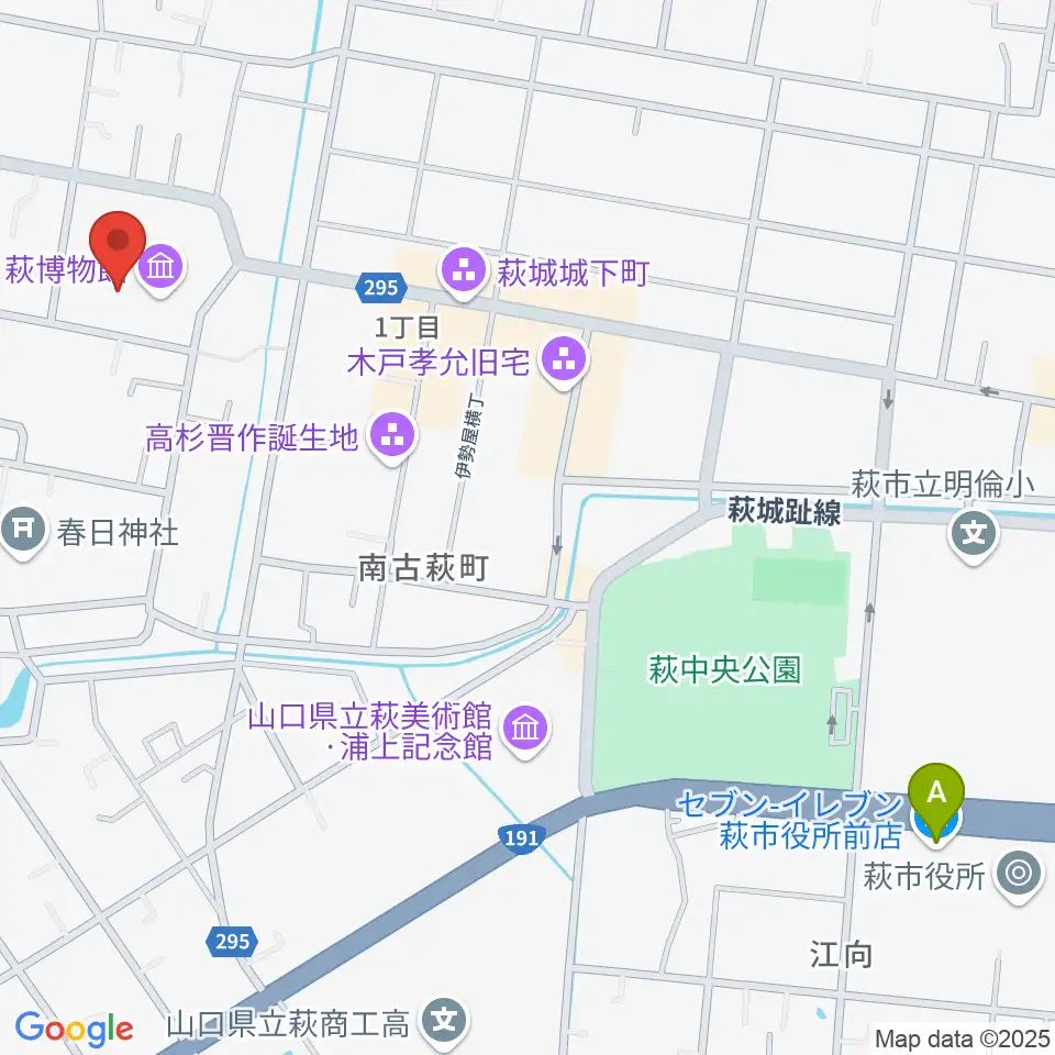 萩博物館周辺のコンビニエンスストア一覧地図