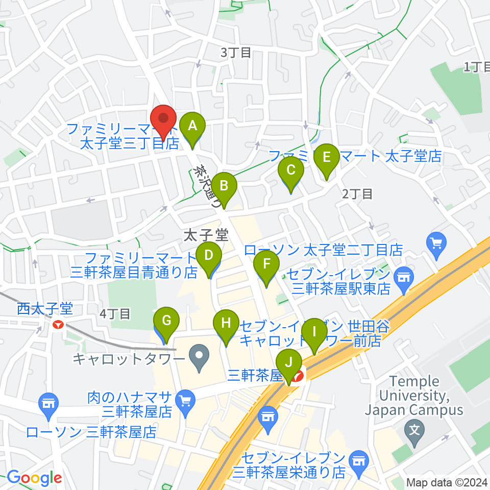 三軒茶屋クロスロードスタジオ周辺のコンビニエンスストア一覧地図