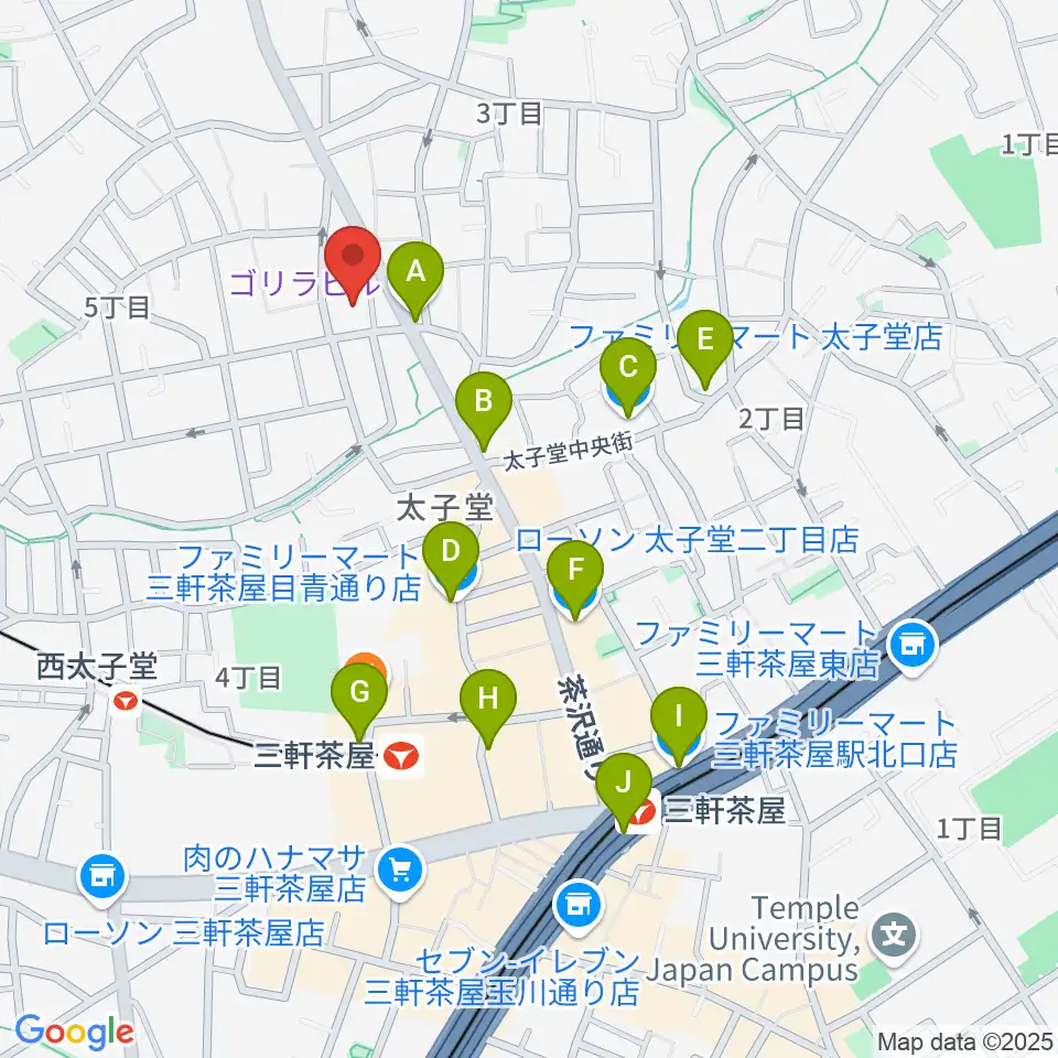 三軒茶屋クロスロードスタジオ周辺のコンビニエンスストア一覧地図